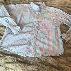Striped dress shirt M 7 8 button down blue red